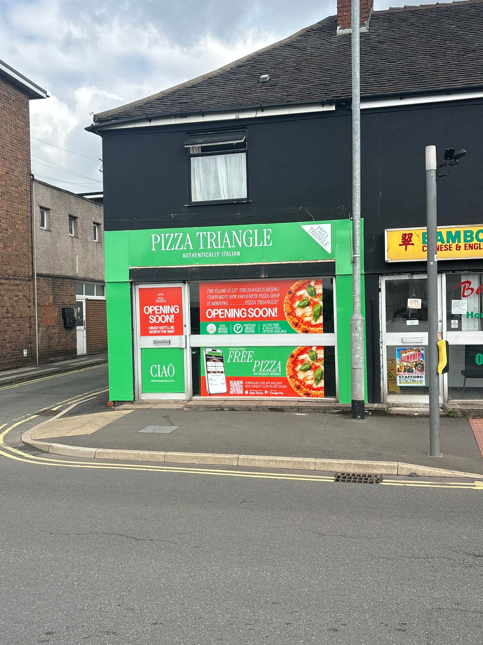 Pizza Triangle Storefront Transformation & Window Stickers